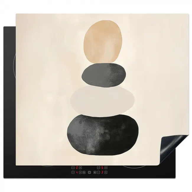 Japandi - Wabi sabi - Beige Inductie beschermer vinyl 3mm middel -3d