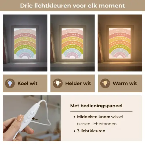 Kinderkamer - Quotes - Regenboog - Kleuriijk Light Box met kabel (Wandlamp kind) klein -USP_lichtkleurNL