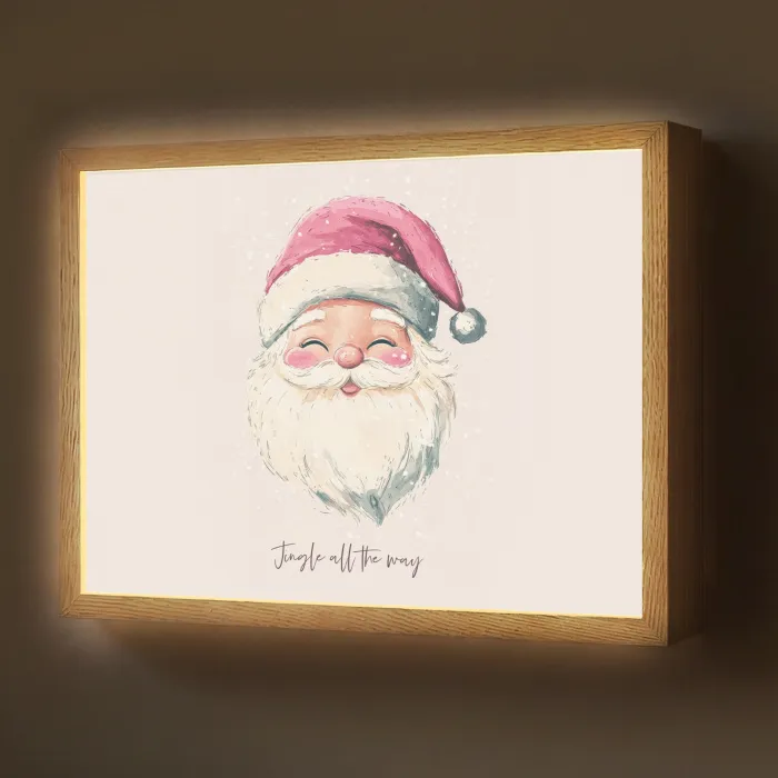 Kerstman - Kerst - Quote - Beige Light Box met batterij (Wandlamp) middel -z3d_website