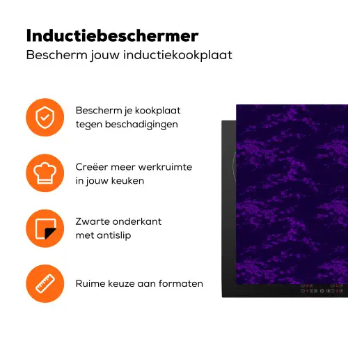 Patroon - Paars - Bloesem Inductie beschermer vinyl 3mm klein 276 -zzzzzzz-td-ups