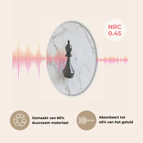 Schaakstuk - Loper - Zwart - Marmer Akoestische PET Vilt - Rond klein -USP_NL