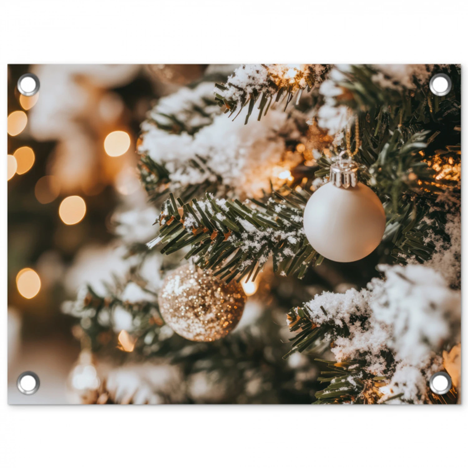 Kerst - Kerstboom - Winter - Binnen - Sneeuw tuinposter los doek klein -3d