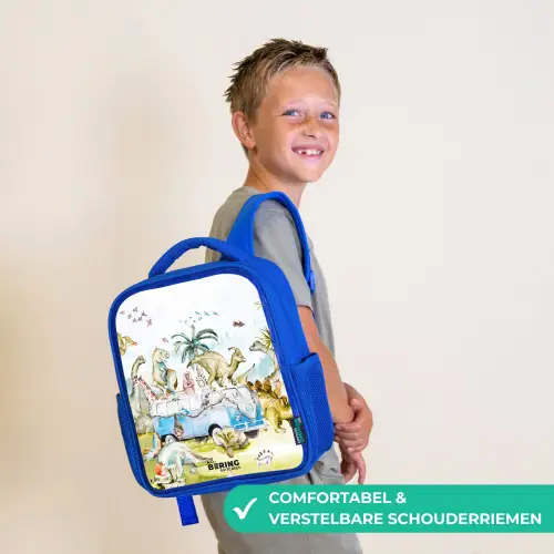 Busje met dino's Kinderrugzak - Blauw middel -sfeer3_NL