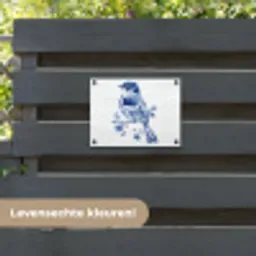 Vogel - Delfts blauw - Illustratie - Bloemen tuinposter los doek klein -sfeer3