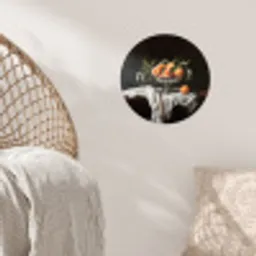 Stilleven - Perziken - Vintage Wandcirkel behangsticker klein -sfeer4