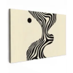 Beige - Lijnen - Golvend -  Abstract Tuinposter op houten frame 2 cm dik klein -3d