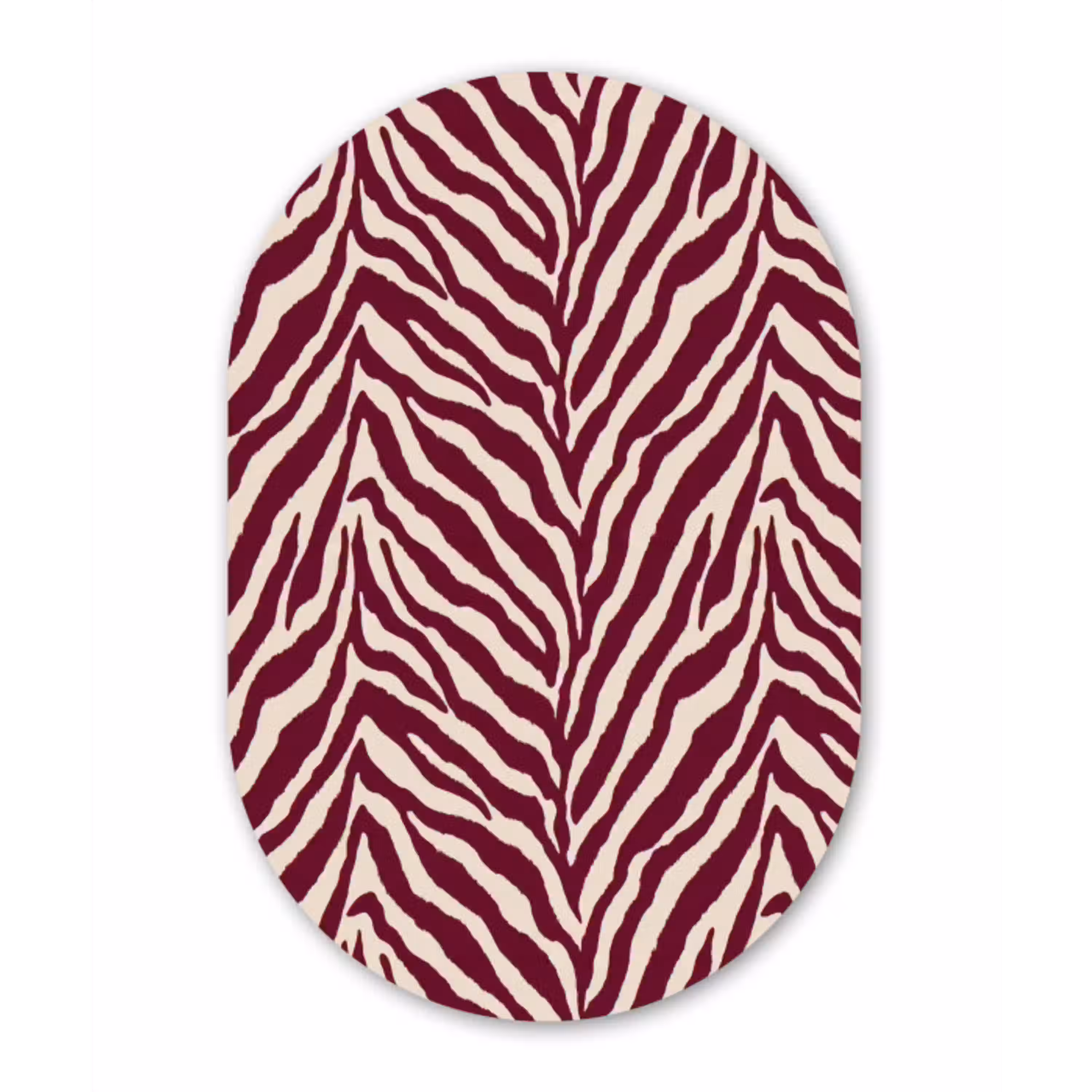 Zebra - Motief - Bordeaux - Rood Wandcirkel Ovaal Aluminium middel 839 -3d