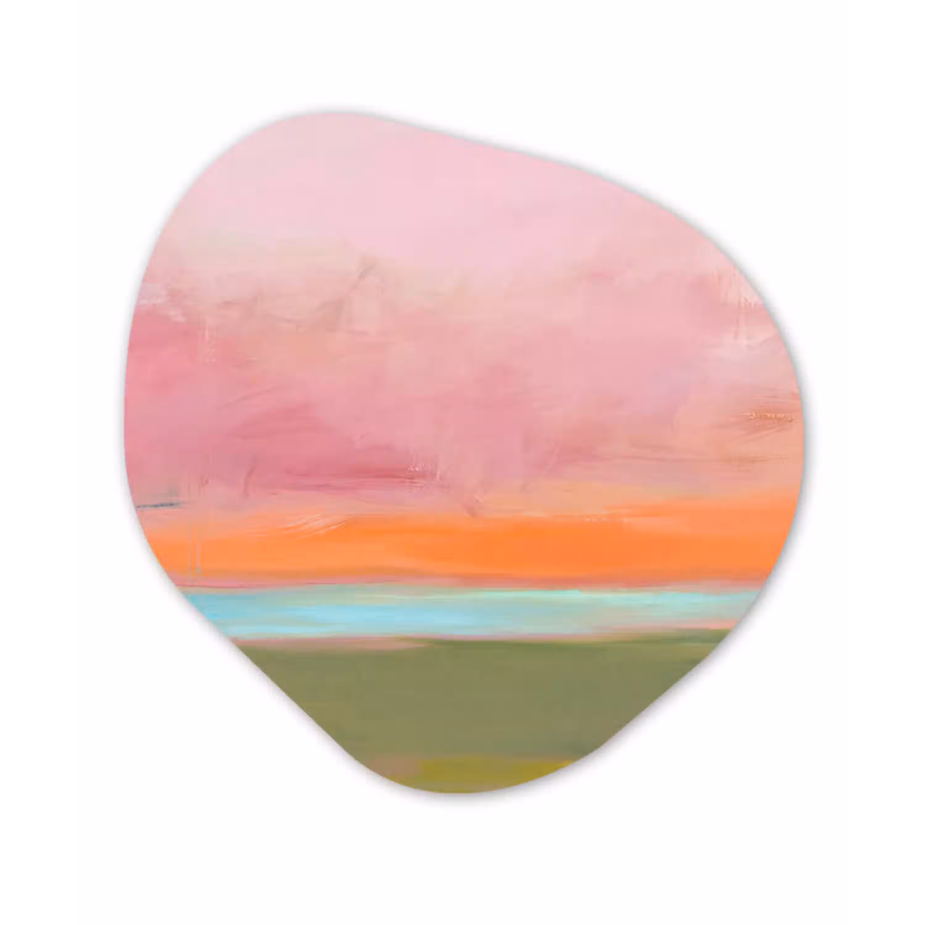 Abstract - Landschap - Modern - Roze - Oranje Wandcirkel Organisch Aluminium middel -3d