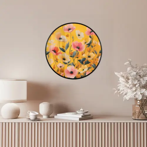Bloemen - Veld - Geel Fotolijst rond zonder passe partout klein -sfeer3