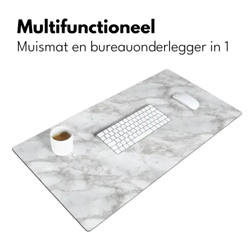 Grijs - Wit - Marmer Muismat XXL klein 681 -sfeer4