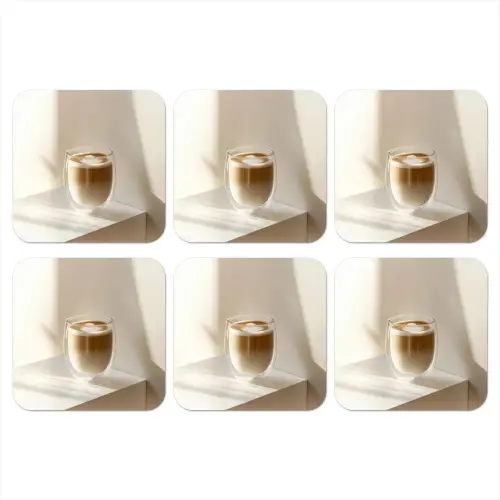 Mok - Latte - Minimalistisch - Schaduw onderzetter kurk middel -3d