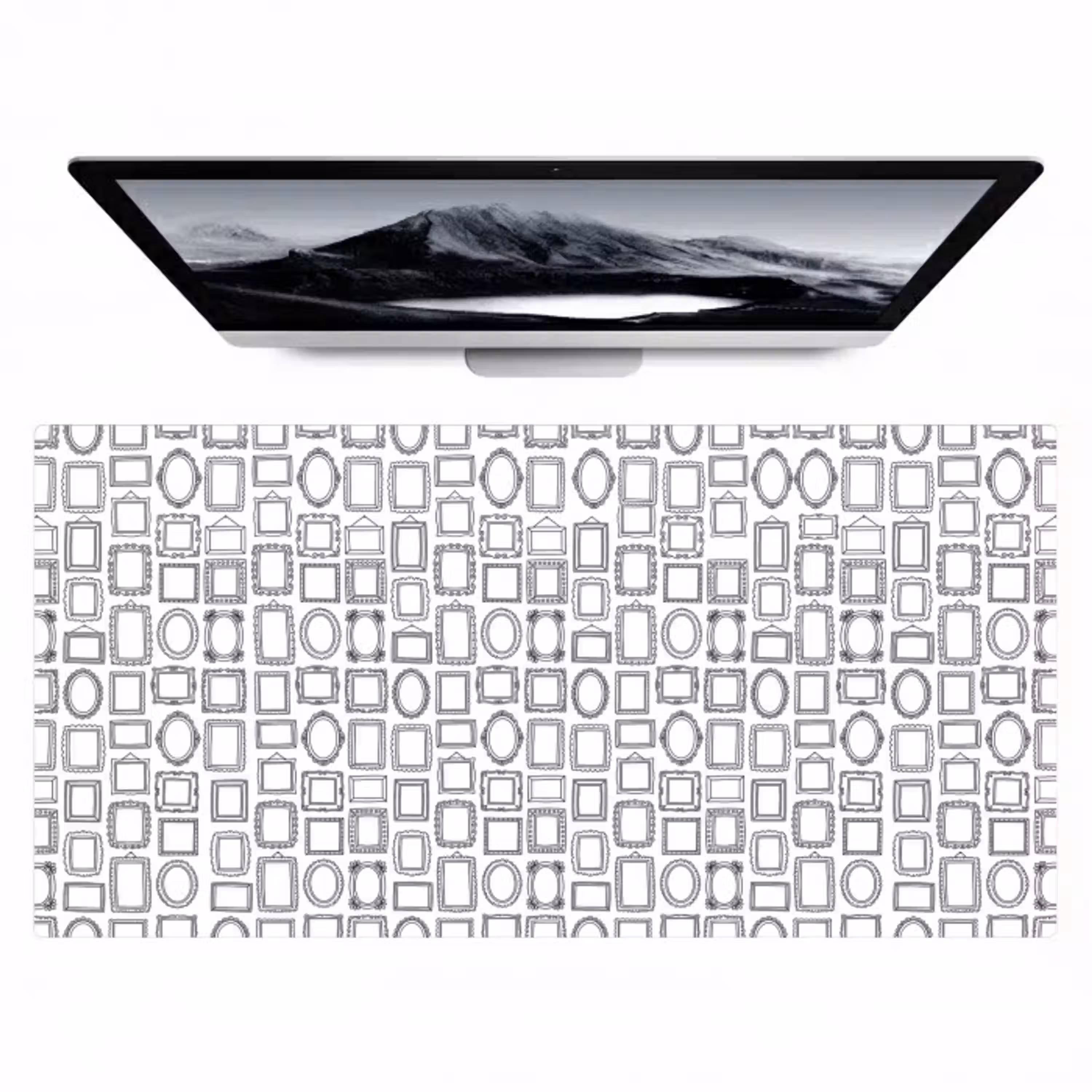 Lijsten - Patroon - Decoratie - Schets - Zwart-wit Muismat XXL klein -zzz3d