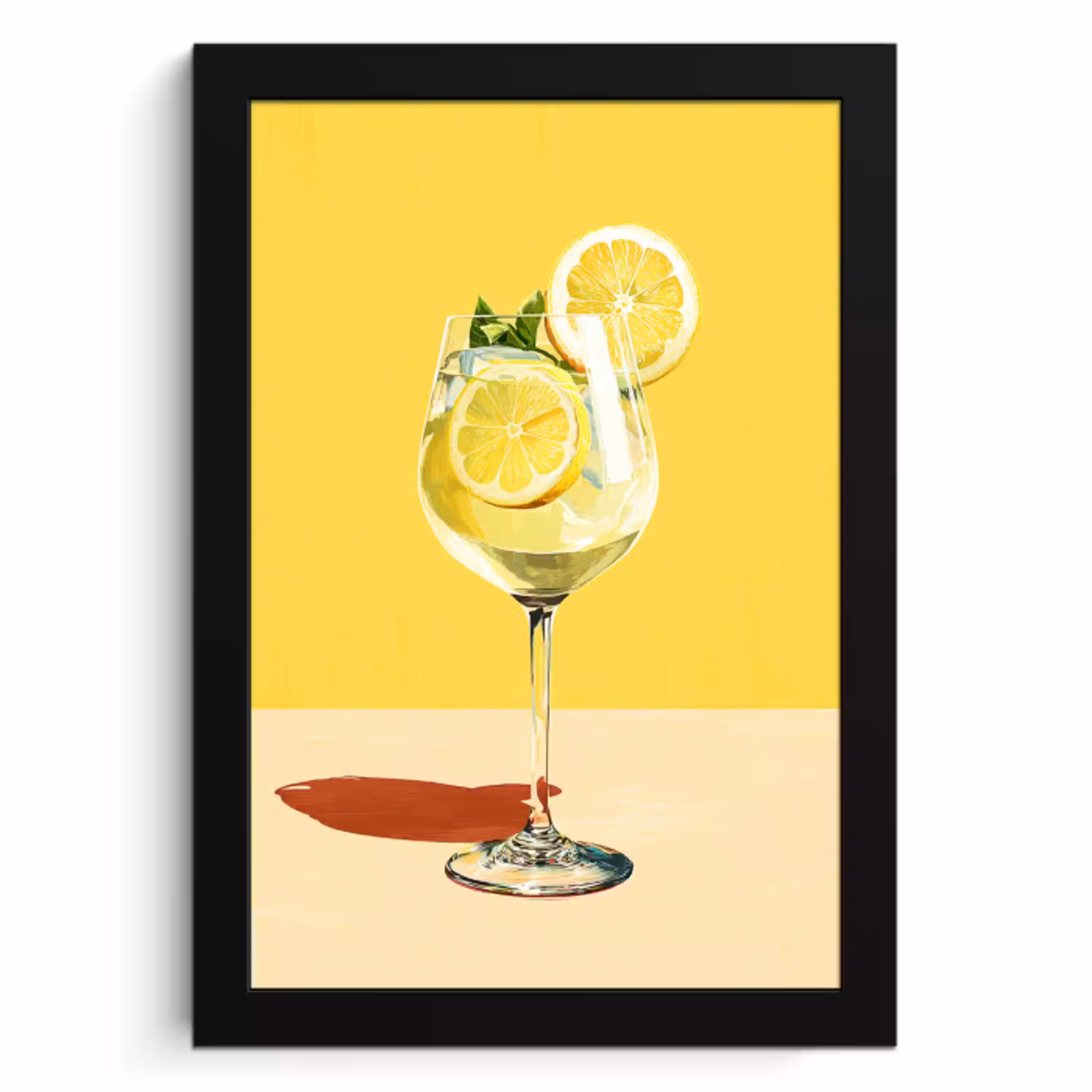 Wijnglas - Citroen - Geel - Minimalistisch KitchenYeah - Keuken - Fotolijst klein -3d