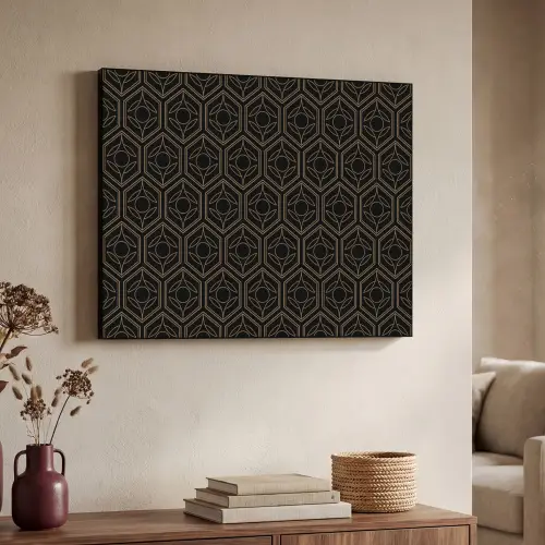 Zwart - Goud - Bloemenkern Textielframe zwart klein 947 -sfeer3