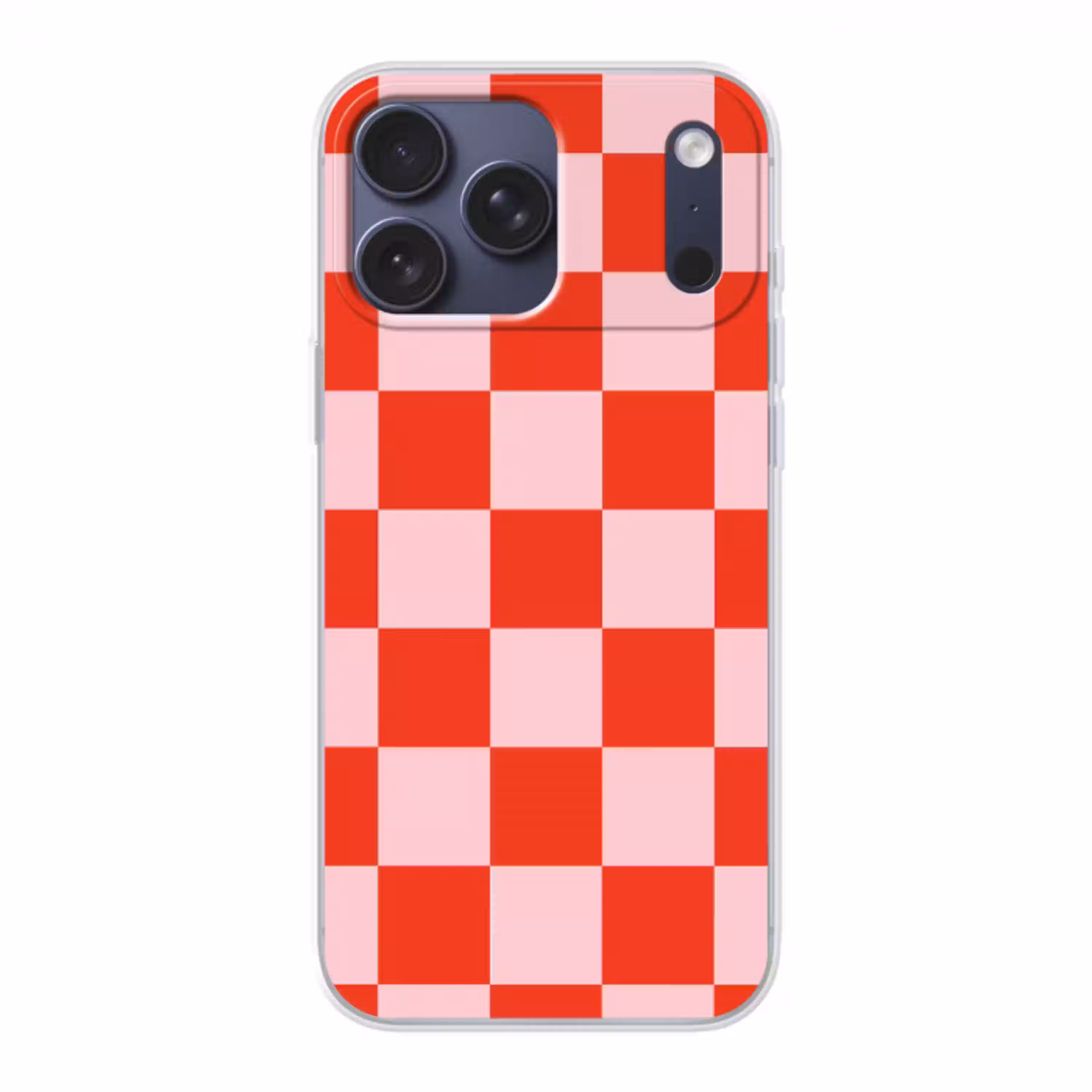 Schaakbord patroon - Rood - Roze - Blokjes Telefoonhoesje iPhone 17 Pro Max klein -3d