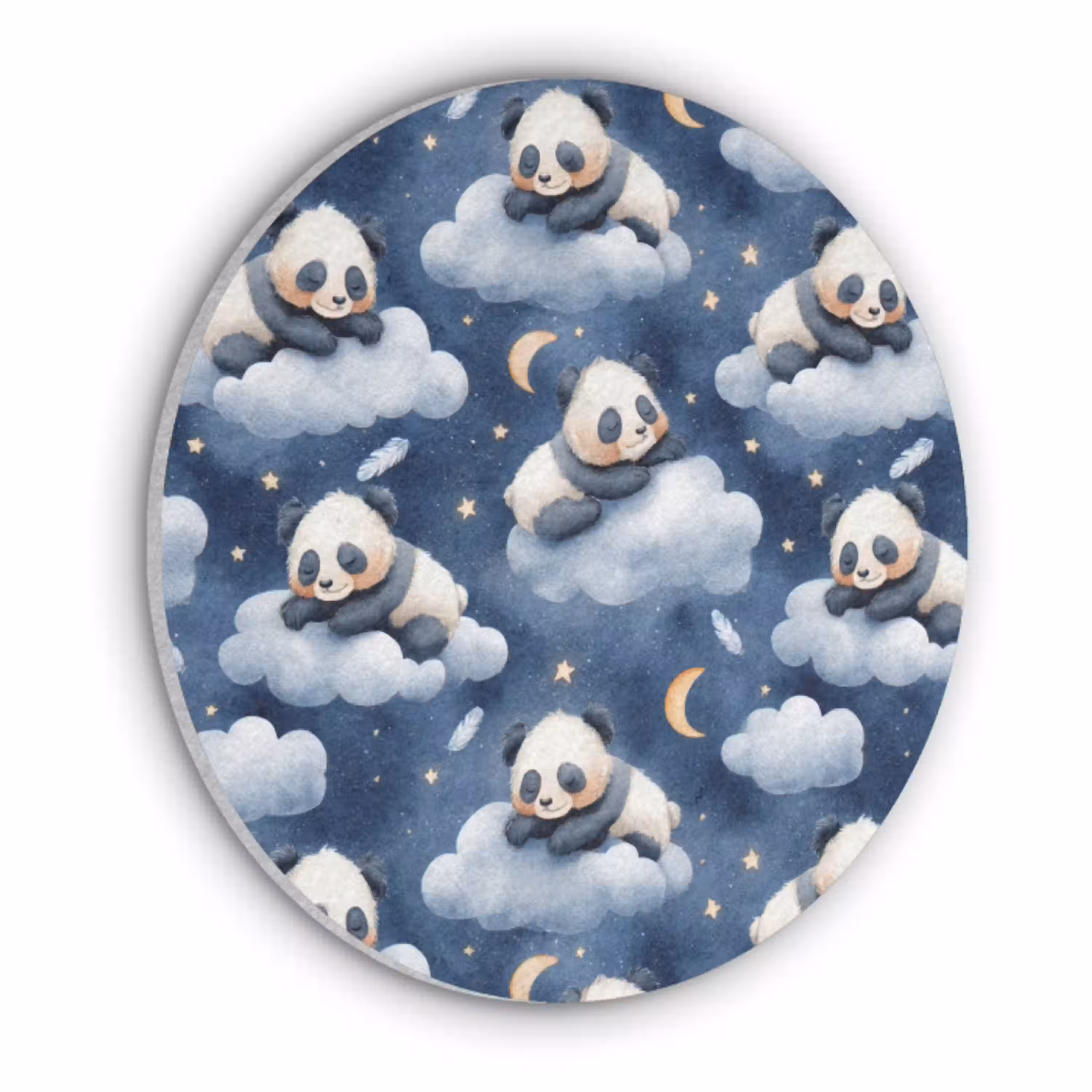 Panda's - Slapen - Blauw Akoestische PET Vilt - Rond klein 838 -3d