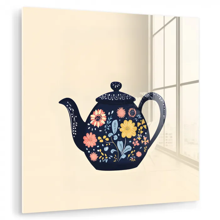 Theepot - Kleurrijk - Bloemen plexiglas 5mm klein -zzzproduct_nieuw