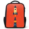 Raket - Planeten - Rood Rugzak - Zwart middel -3d