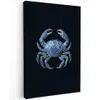 Krab - Delfts blauw - Dieren Tuinposter op houten frame 2 cm dik klein -3d