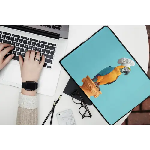 Papegaai - Koksmuts - Grappig - Vogel laptophoes neopreen klein -bureau