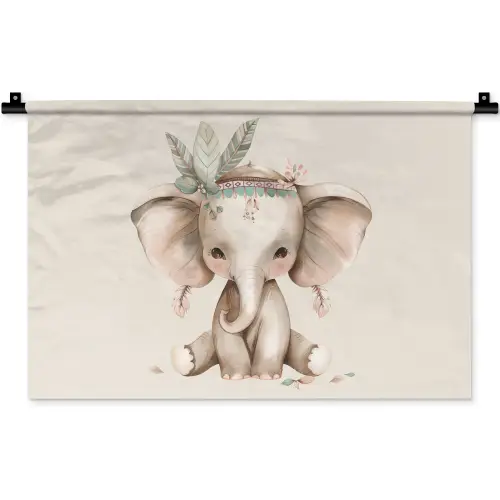 Olifant - Bohemian - Dieren - Boho Wandkleed katoen klein -zz3d