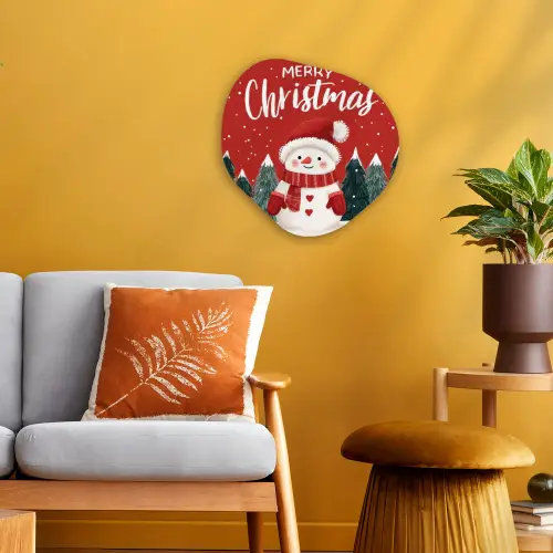 Kerstgroet - Sneeuw - Rood Wandcirkel Organisch Forex 3mm klein -sfeer4