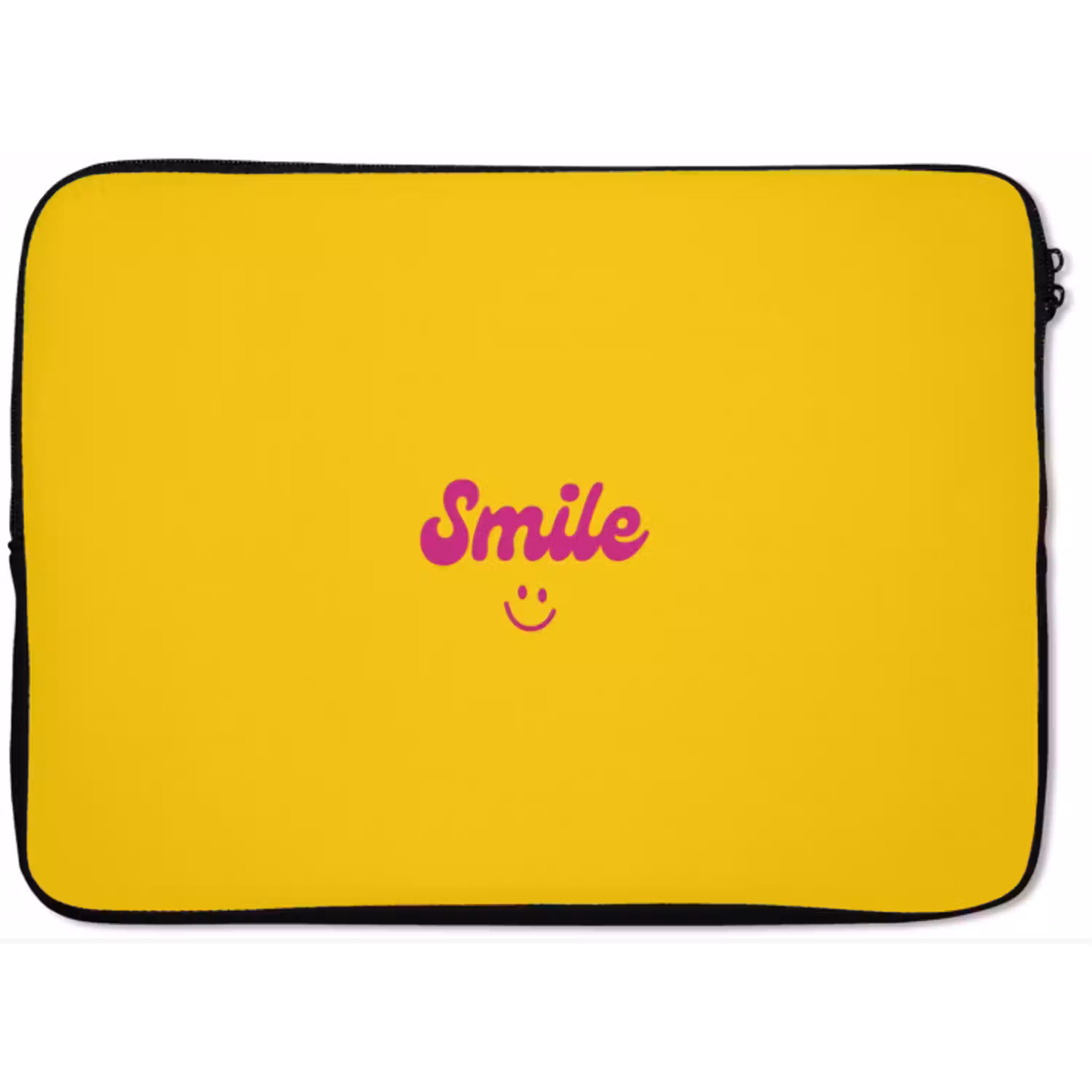 Smile - Geel - Roze laptophoes neopreen klein -zkaufland3dotto