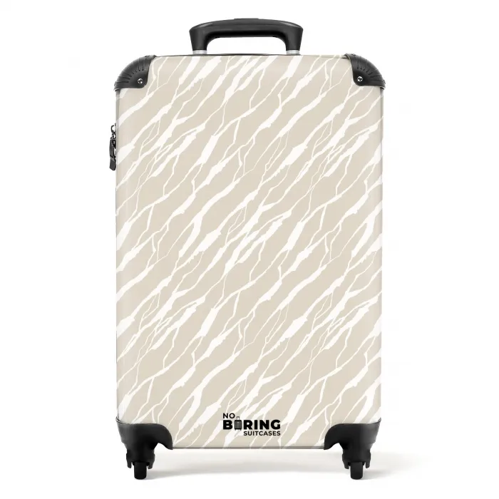 Witte lijnen over beige achtergrond NBS - Handbagage koffer - Kinderen Unisex middel -productfoto_recht