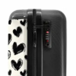 Hartjes - Patroon - Zwart NBS - Handbagage koffer - Volwassenen Unisex middel -slot