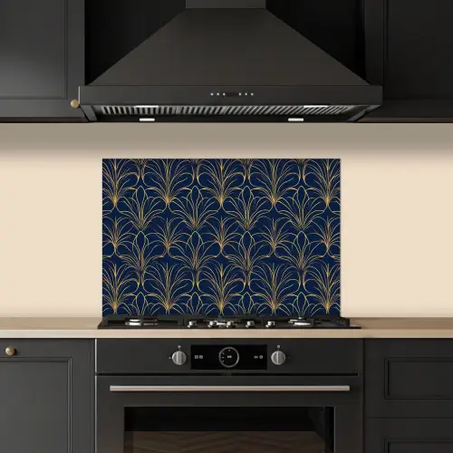 Deco - Waaier - Blauw keuken achterwand spatscherm klein 900 -sfeer1
