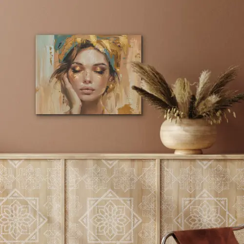 Vrouwen - Portret - Luxe - Goud PET vilt klein -sfeer4
