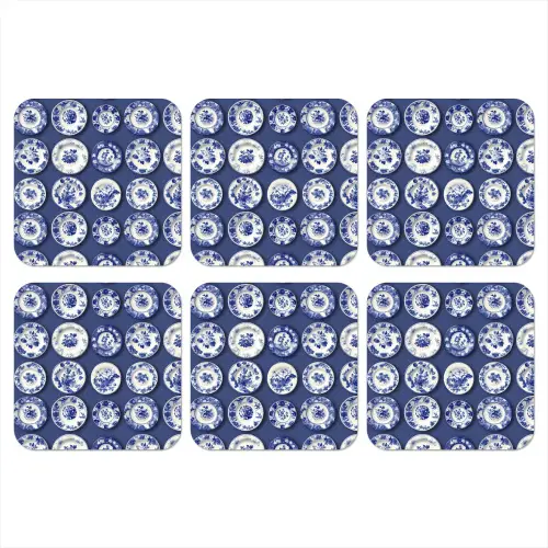 Borden - Floraal - Blauw onderzetter kurk middel 366 -3d
