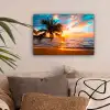 Palm - Zonsondergang - Horizon - Strand - Zee - Tropisch canvas 2cm klein -sfeer1