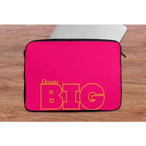 Minimalistisch - Roze - Dream big - Grafisch laptophoes neopreen klein -tafel