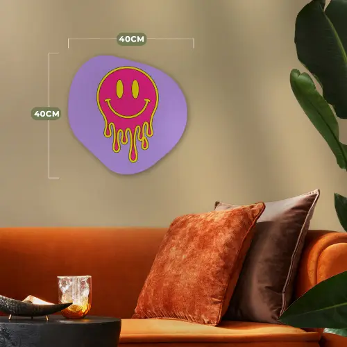 Smiley - Drip - Neon Wandcirkel Organisch Forex 3mm klein -sfeer3