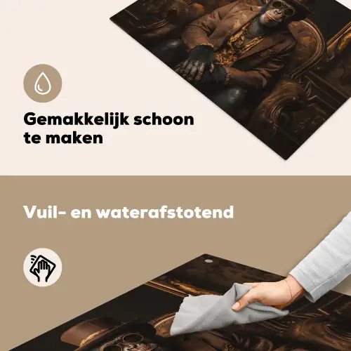 Chimpansee - Stoel - Pak - Bruin Inductie beschemer met haakjes klein -ky-schoon-nl