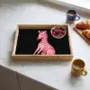 Zebra - Roze - Gestreept Dienblad Rechthoek middel -sfeer2