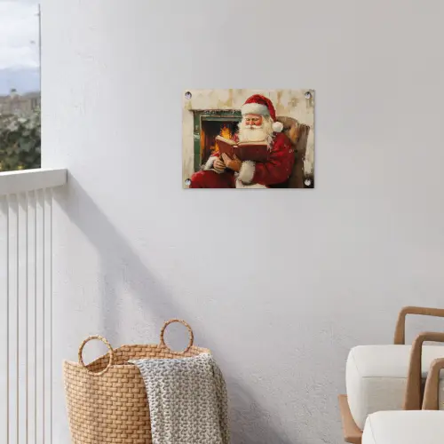 Kerst - Kerstman - Winter - Open Haard tuinposter los doek klein -sfeer8