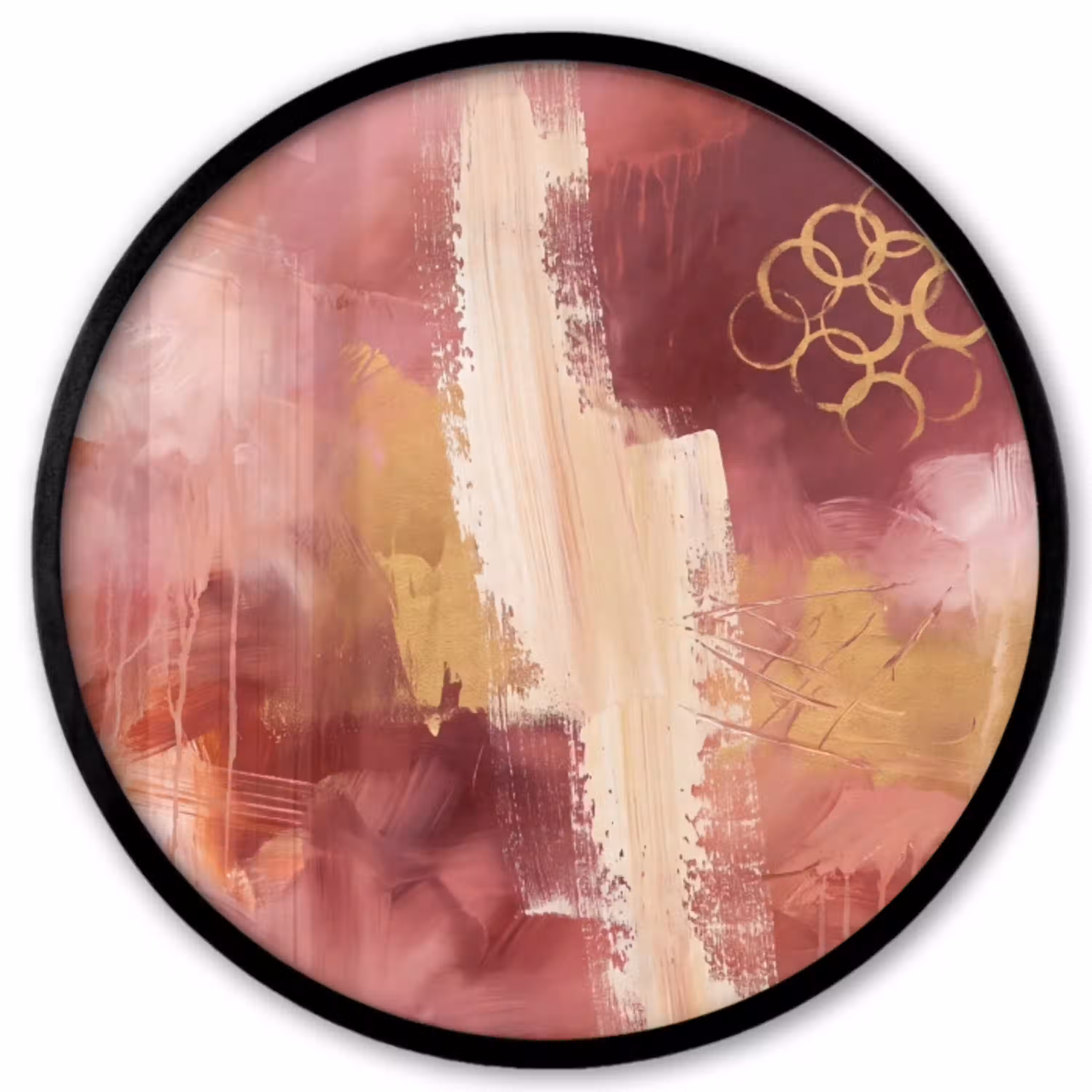 Abstract - Rood - Goud - Modern - Kunst Fotolijst rond zonder passe partout klein -3d