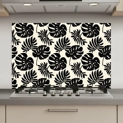 Modern - Monstera - Zwart keuken achterwand spatscherm klein 900 -3d_website
