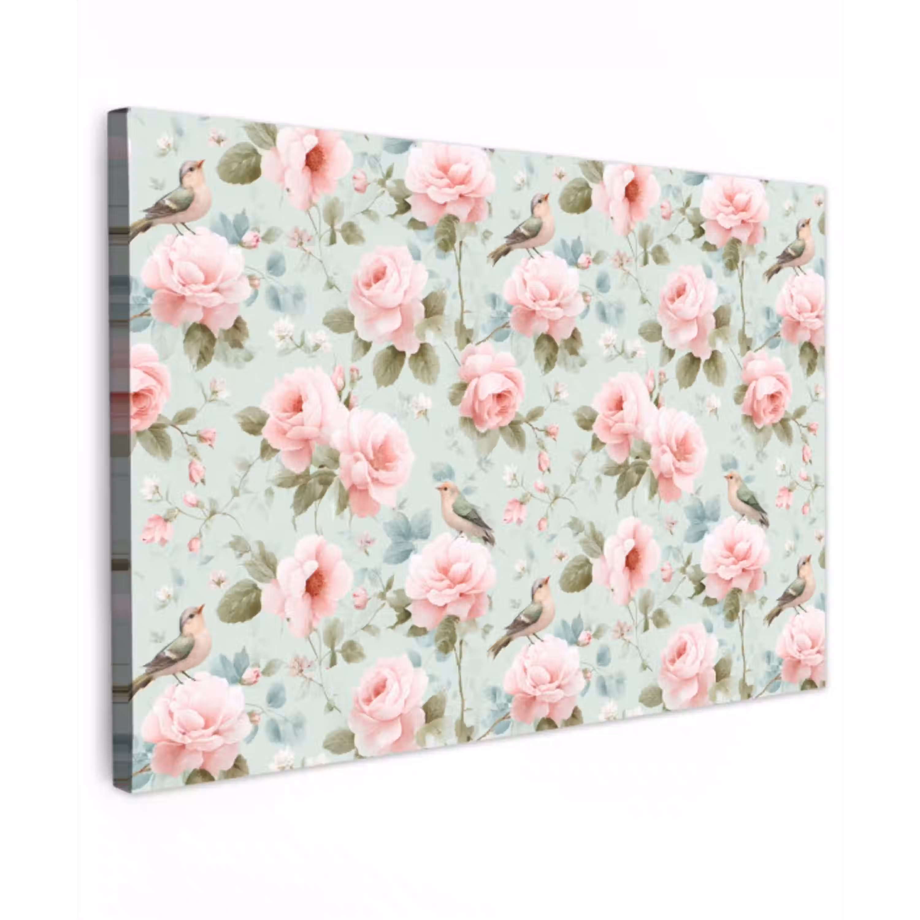 Rozen - Vogels - Pastel - Kleurrijk canvas 2cm klein 34 -z3d