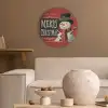Klassiek - Kerstgroet - Sneeuwpop - Rood Akoestische PET Vilt - Rond klein -sfeer1