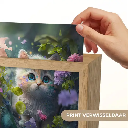 Kitten - Bloemen - Bos - Illustratie - Poes Light Box met kabel (Kinderlampje) klein -USP_websiteprintNL