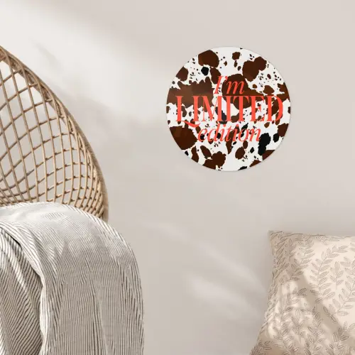 Koeienprint - Limited edition - Rood Wandcirkel behangsticker klein -sfeer4