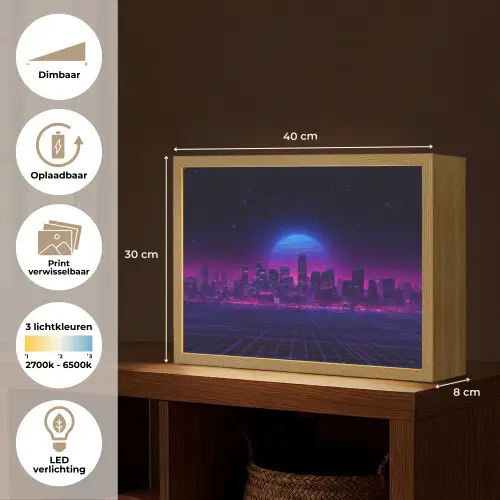 Skyline - Zon - Neon - Rasterpatroon Light Box met batterij (Wandlamp) middel -USP_websiteoverzichtNL