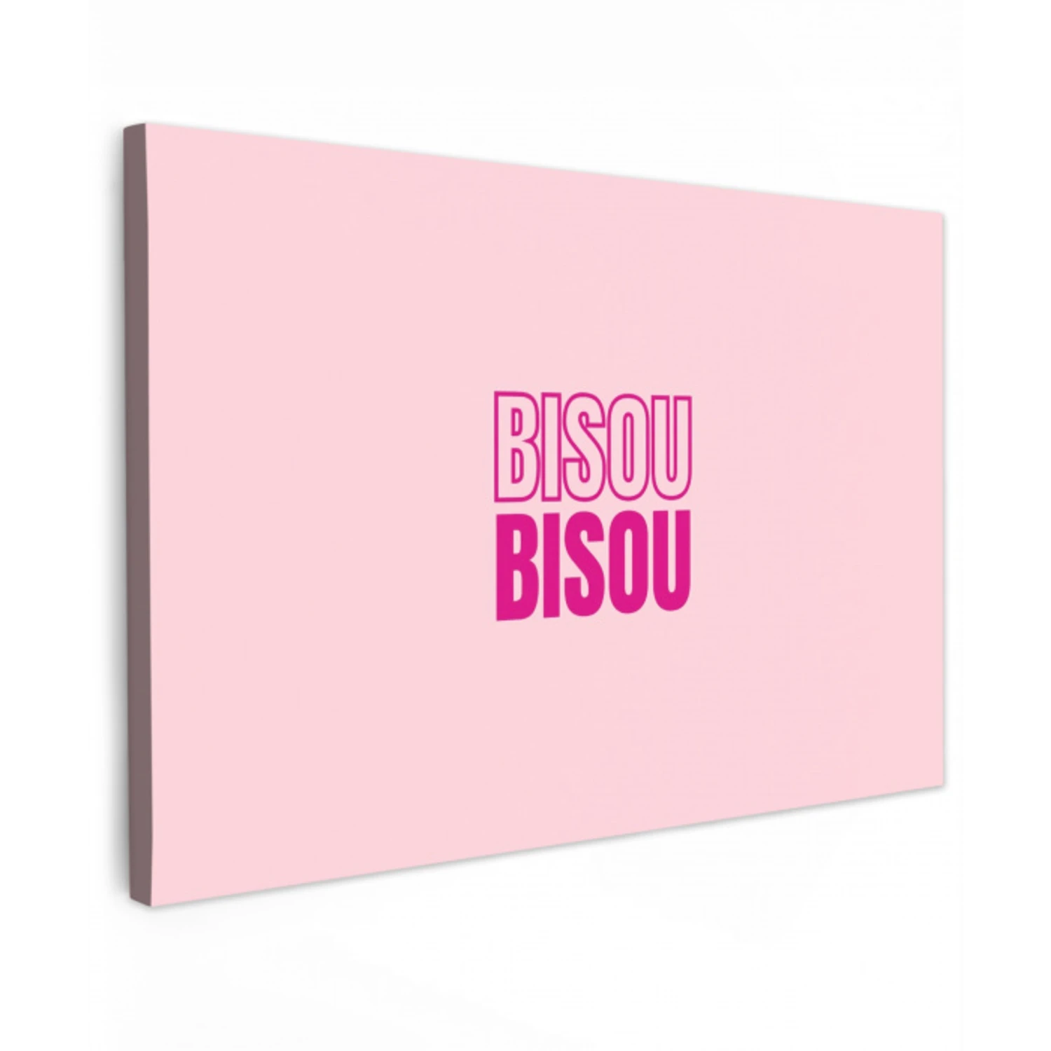 Bisou - Roze - Minimalistisch canvas 2cm klein -z3d