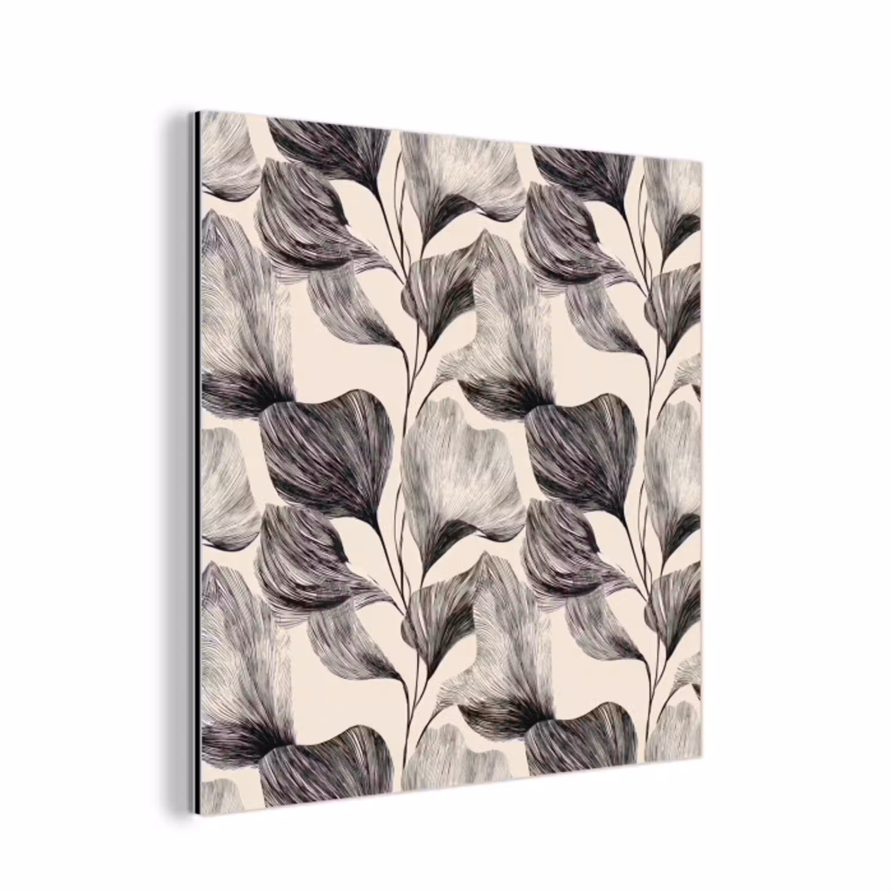 Botanisch - Bladeren - Zwart aluminium wit klein 46 -3d