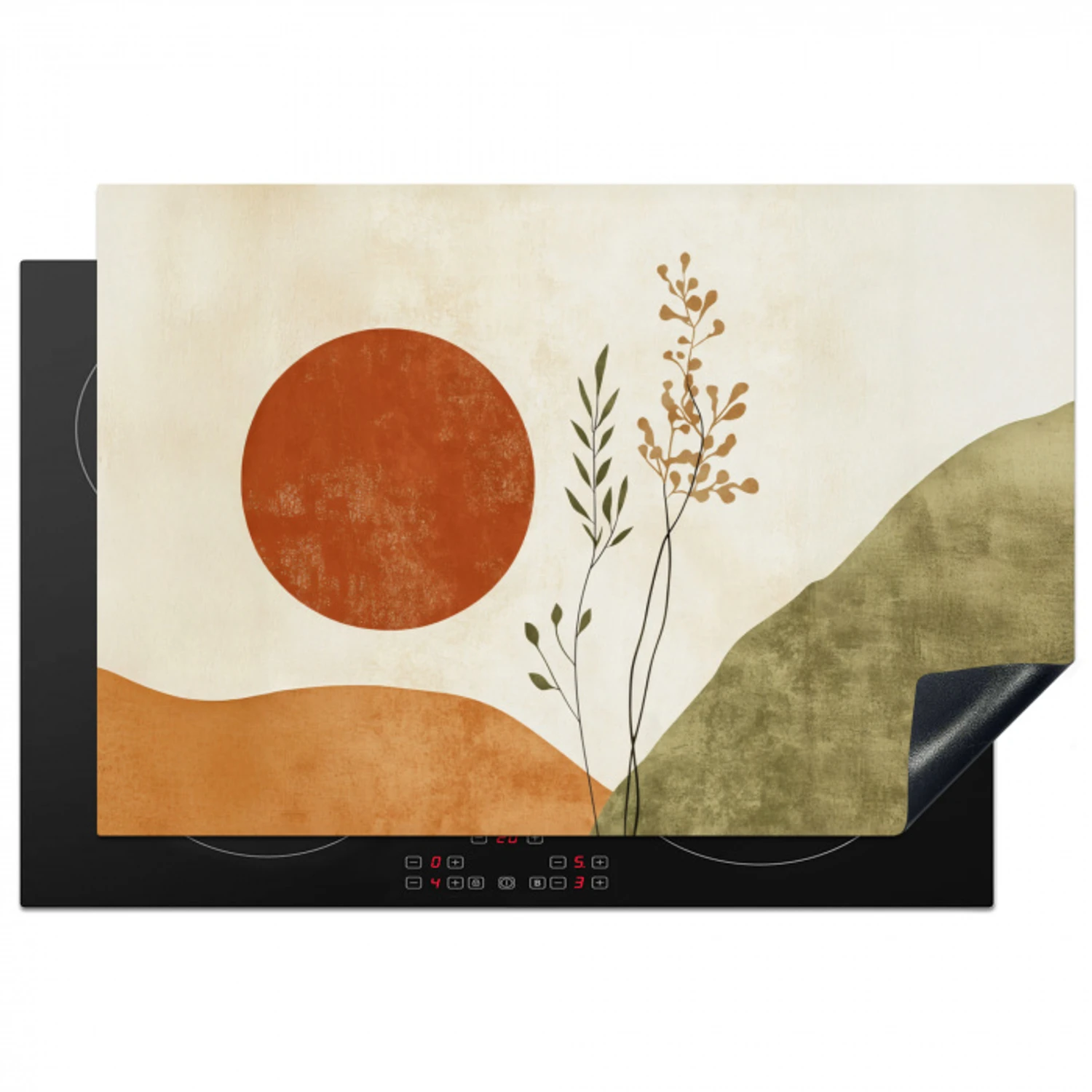 Zon - Abstract - Takken - Oranje Inductie beschermer vinyl 3mm klein -3d