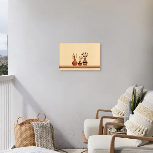 Vazen - Bloemen - Bladeren - Minimalistisch Tuinposter op houten frame 2 cm dik klein -sfeer1