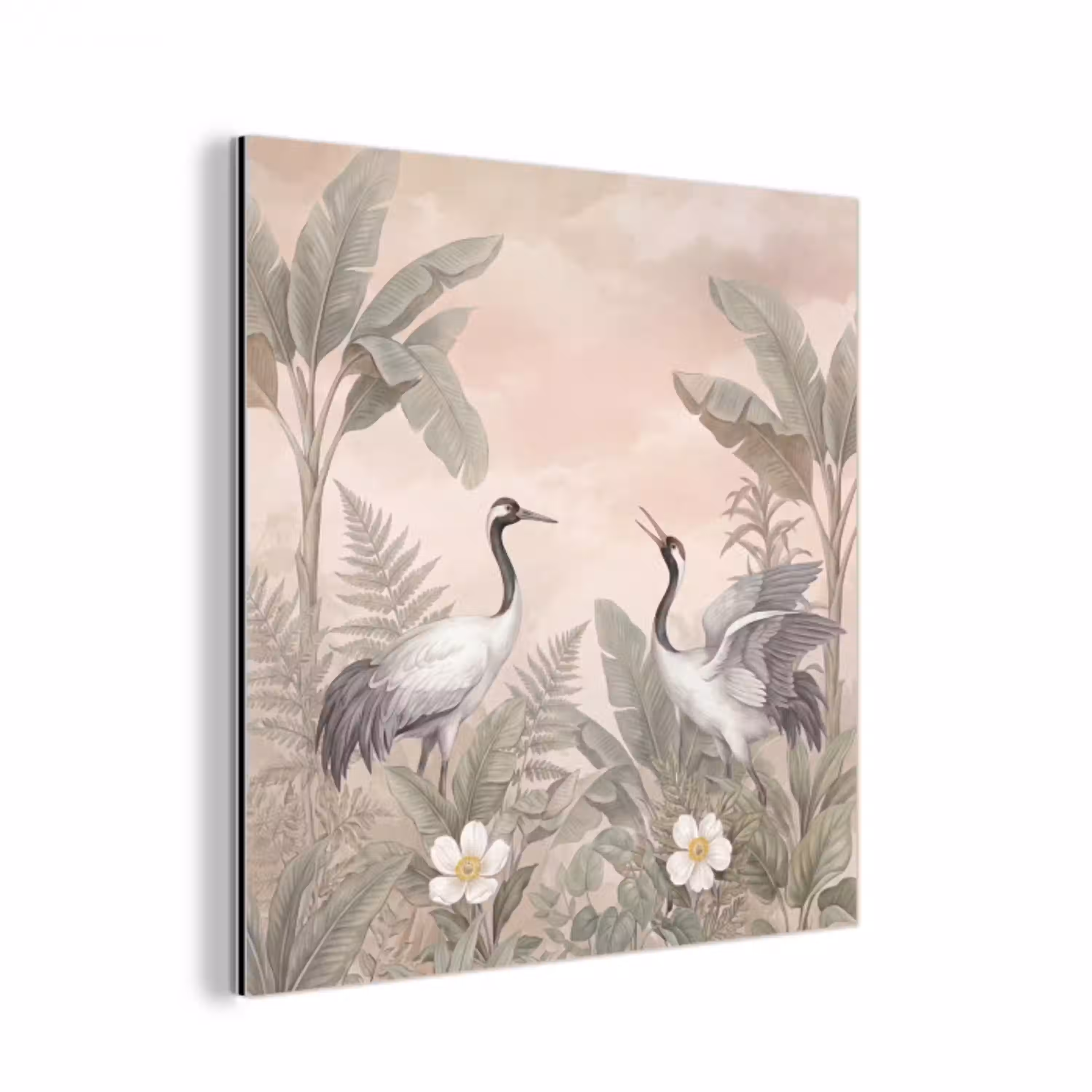 Kraanvogels - Natuur - Roze aluminium wit klein -3d